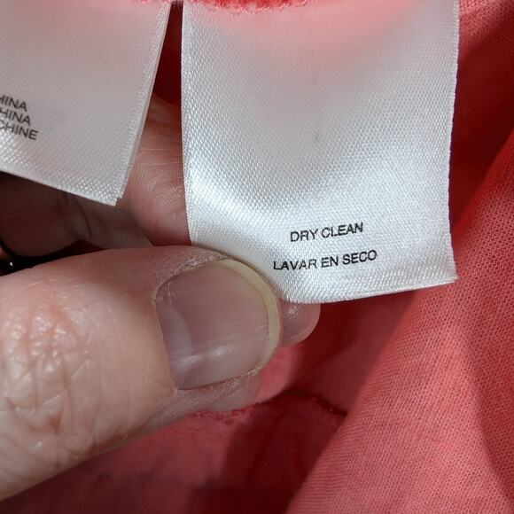 Anne Klein Dress Womens 16 Linen Blend Drawstring Waist Midi Coral Wedding Party - Picture 9 of 10